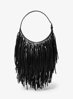 Dyan Small Fringed Leather Shoulder Bag