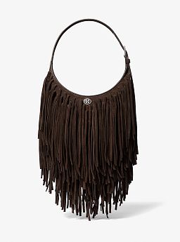 Dyan Small Fringed Suede Shoulder Bag